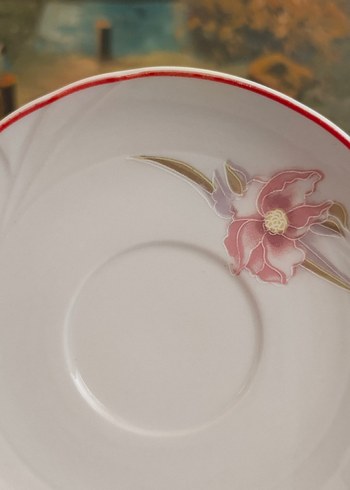 Porselen El Boyama  Double Kahve Fincan Tabağı - Görsel 3