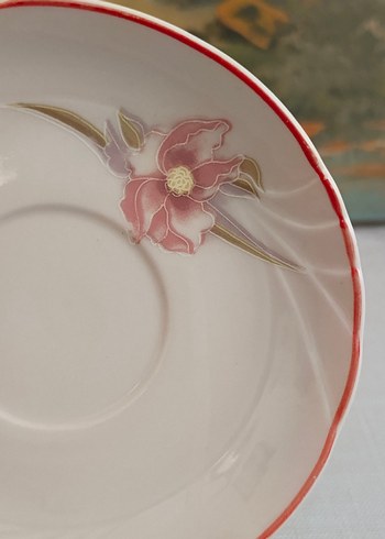 Porselen El Boyama  Double Kahve Fincan Tabağı - Görsel 4