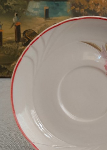 Porselen El Boyama  Double Kahve Fincan Tabağı - Görsel 2