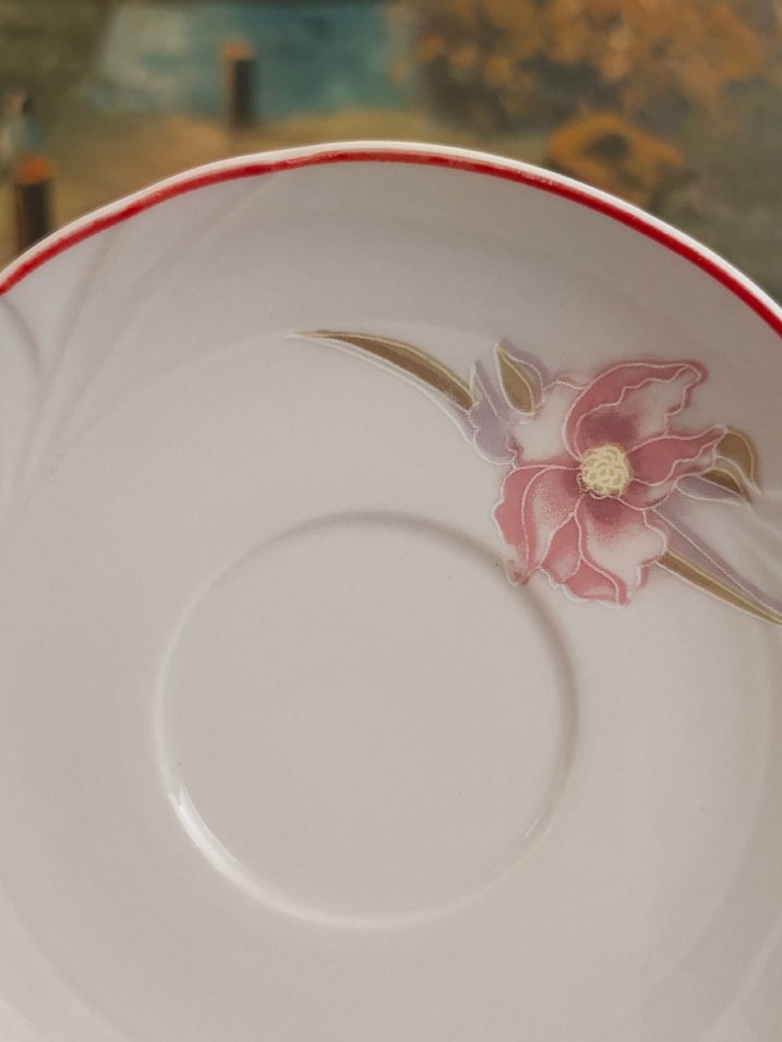 Porselen El Boyama  Double Kahve Fincan Tabağı - Görsel 3