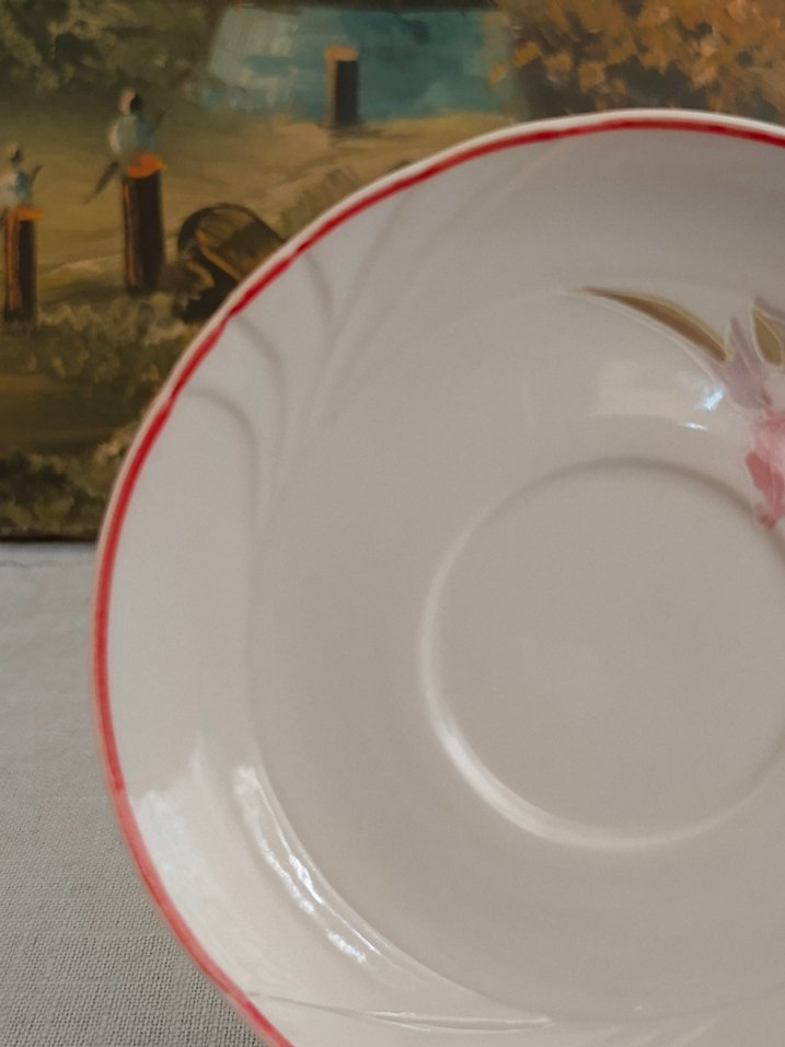 Porselen El Boyama  Double Kahve Fincan Tabağı - Görsel 2