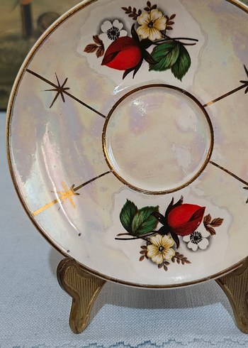 Porselen El Boyama Mokka Fincan Tabağı - Görsel 2