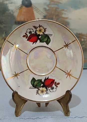 Porselen El Boyama Mokka Fincan Tabağı - Görsel 6