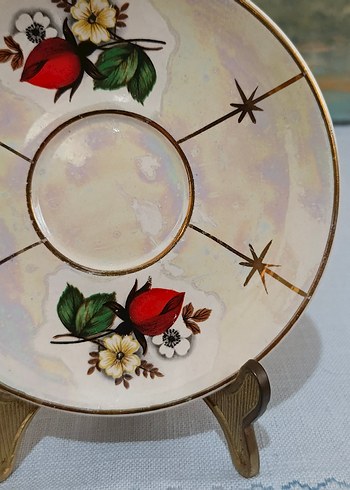 Porselen El Boyama Mokka Fincan Tabağı - Görsel 4