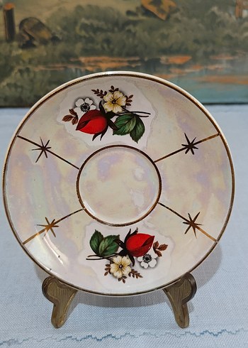 Porselen El Boyama Mokka Fincan Tabağı - Görsel 7