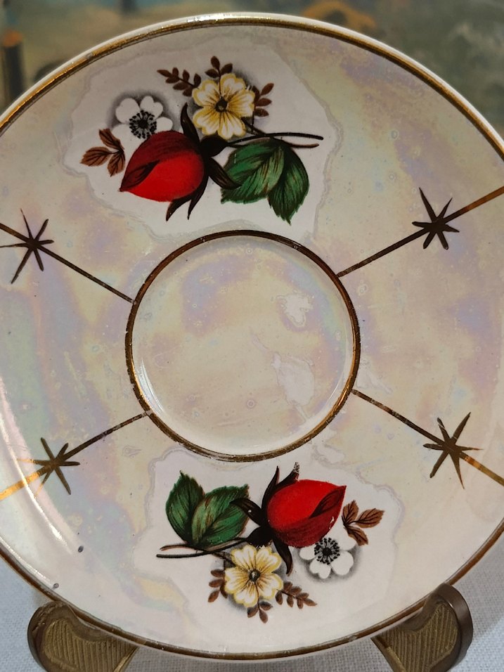 Porselen El Boyama Mokka Fincan Tabağı - Görsel 3