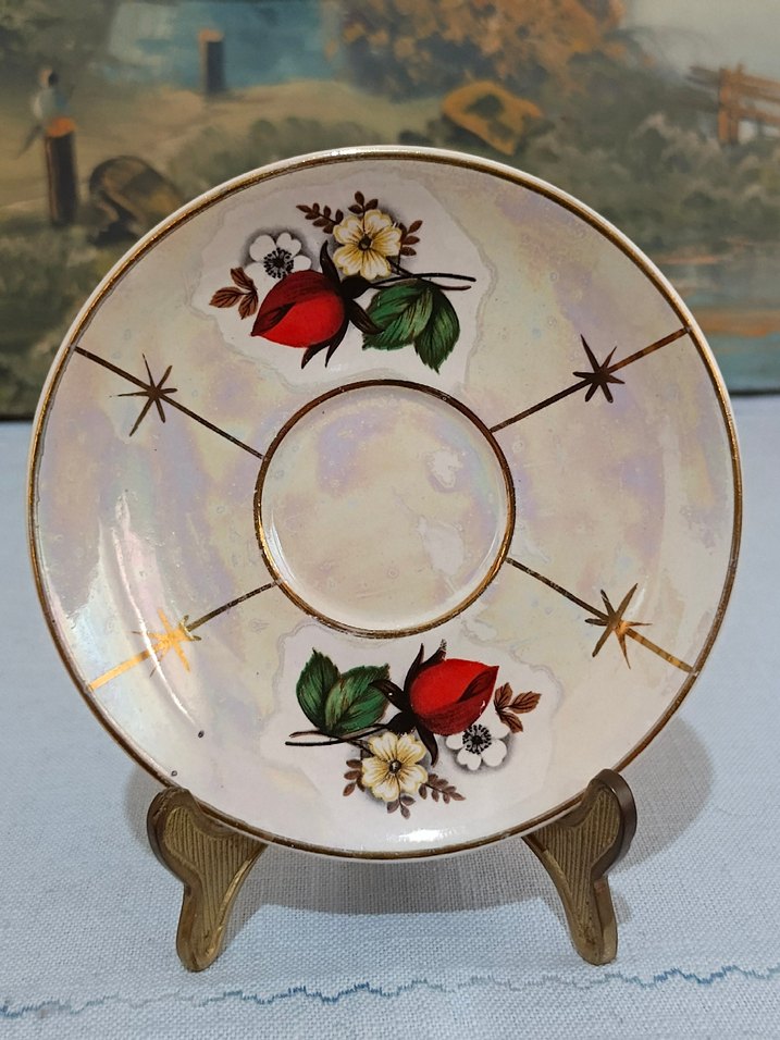 Porselen El Boyama Mokka Fincan Tabağı - Görsel 5