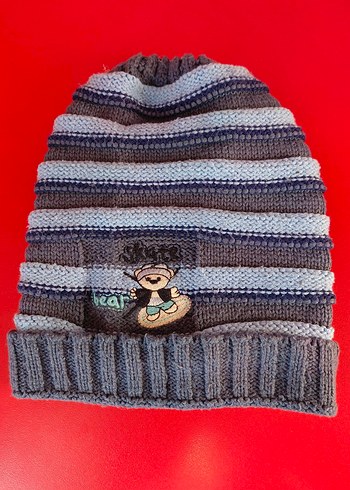 Gri Nakışlı Örme Bere ve Atkı Seti - Görsel 2