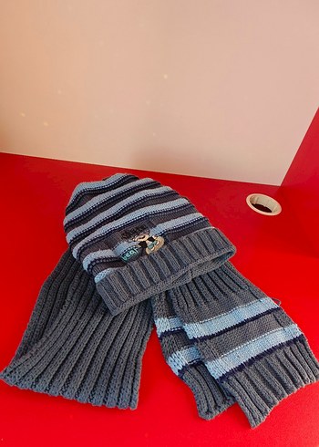 Gri Nakışlı Örme Bere ve Atkı Seti - Görsel 5