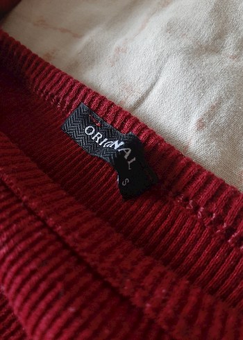 bordo / kırmızı kadın triko crop top - Görsel 3