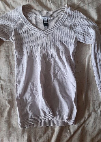 beyaz v yaka triko kazak - Görsel 2