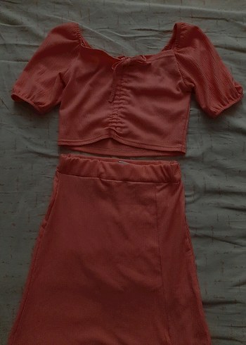 pembe bluz etek takım - Görsel 2