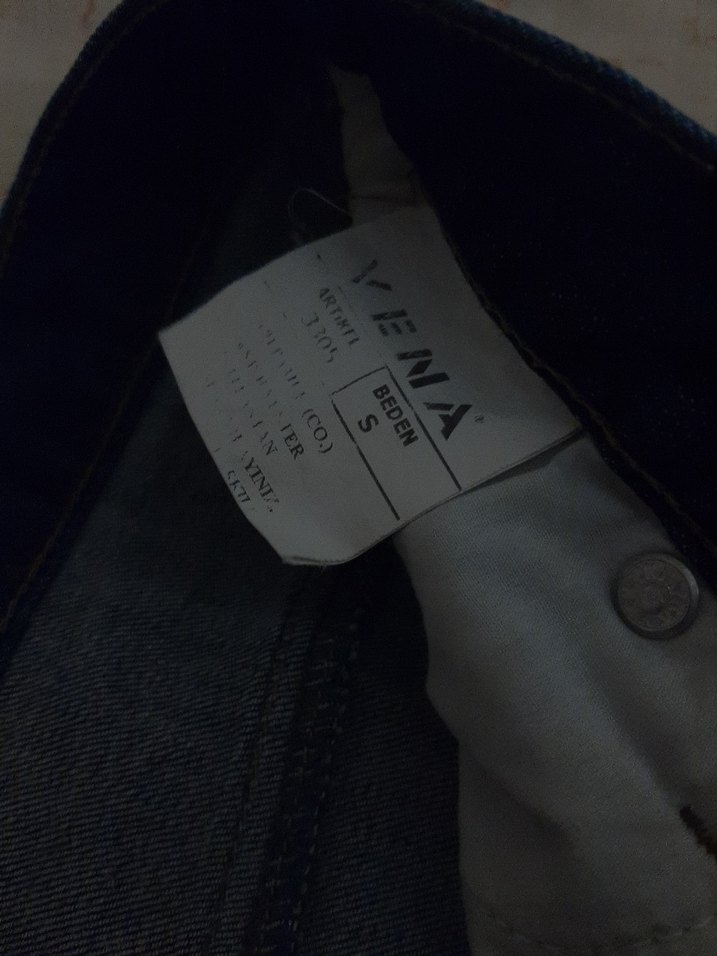 koyu mavi denim midi kot etek - Görsel 2