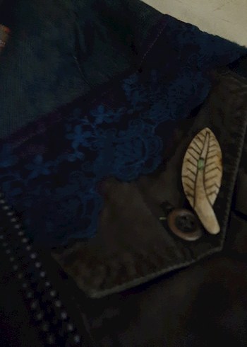 nakışlı vintage kot yelek - Görsel 3