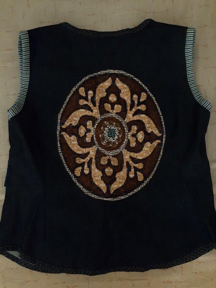 nakışlı vintage kot yelek - Görsel 2