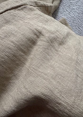 Bej Keten Rahat Kesim Kadın Pantolon - Görsel 3