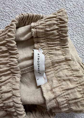 Bej Keten Rahat Kesim Kadın Pantolon - Görsel 4