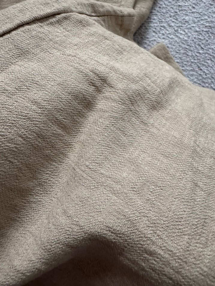 Bej Keten Rahat Kesim Kadın Pantolon - Görsel 3