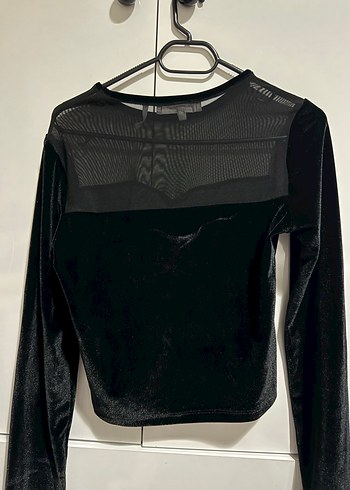 Siyah Kadife Uzun Kollu Gotik Bluz - Görsel 2