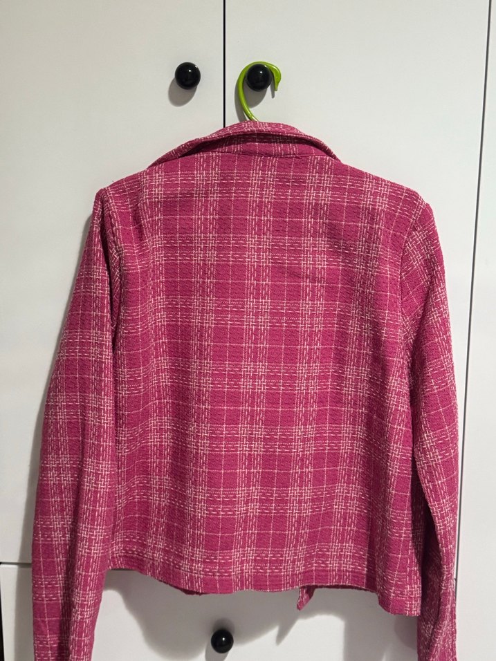 Düğmeli Pembe Midi Kadın Ceket - Görsel 2