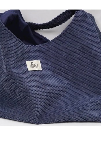 Lacivert Kadife Geniş Hacim Omuz Çantası - Görsel 2