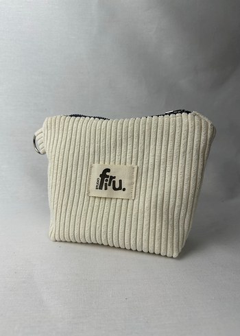 Beyaz Pembe Kadife Makyaj Çantası - Görsel 3