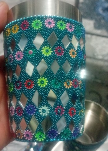 Nakışlı Renkli Çay Seti ve Tepsi - Görsel 3