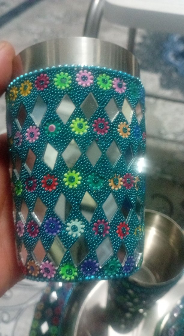 Nakışlı Renkli Çay Seti ve Tepsi - Görsel 3