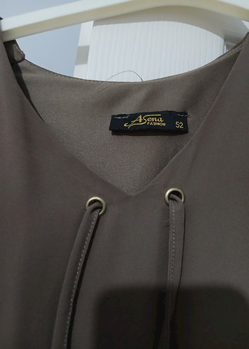 Bej Uzun Elbise Fırfırlı ve Salaş Kesim - Görsel 2