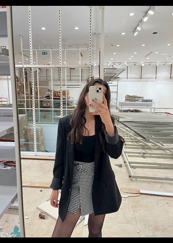 Siyah Düğmeli Kadın Blazer Ceket - Görsel 4