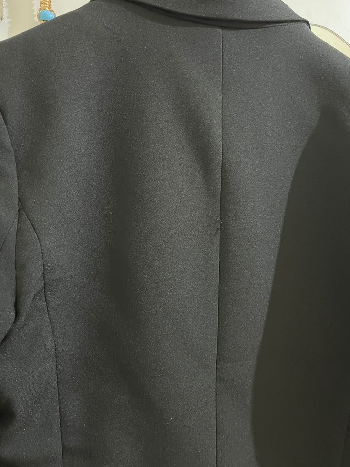 Düğmeli Siyah Mini Kadın Blazer Ceket - Görsel 4