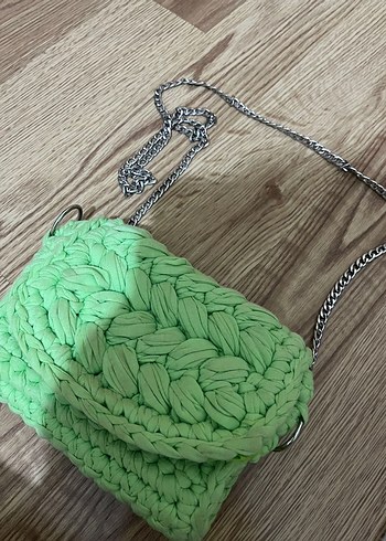 Örgü Kadın El Çantası Yeşil - Görsel 5