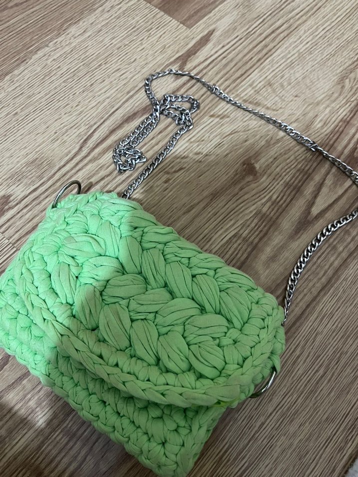 Örgü Kadın El Çantası Yeşil - Görsel 5