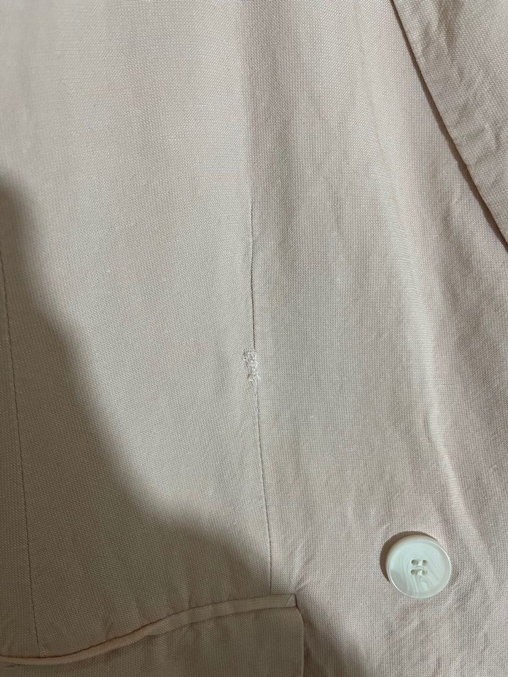 Bej Kadın Keten Kumaş Düğmeli Blazer - Görsel 5