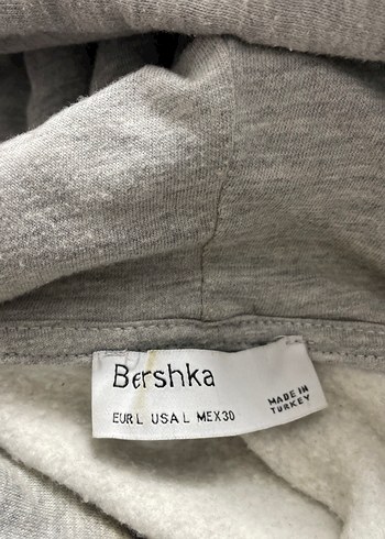 bershka Gri Kapüşonlu Fermuarlı Kadın Sweatshirt - Görsel 3