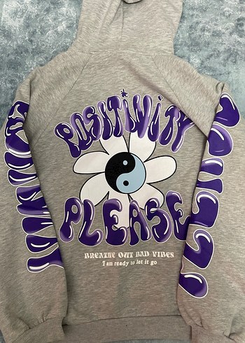 bershka Gri Kapüşonlu Fermuarlı Kadın Sweatshirt - Görsel 2