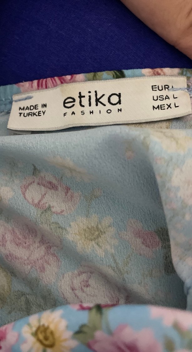 Mavi Çiçekli Volanlı Mini Elbise - Görsel 3