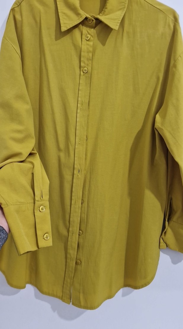 Yağ yeşili Uzun Kollu Kadın Gömlek - Görsel 2