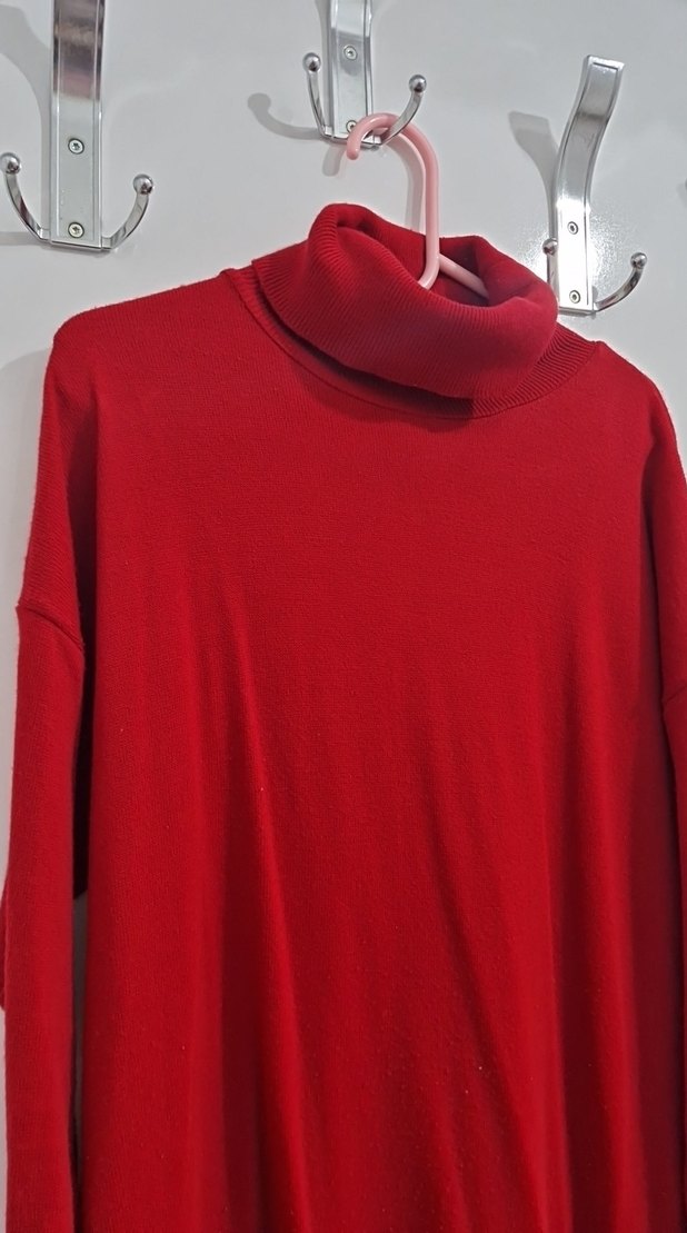 Kırmızı boğazlı tunik triko - Görsel 2
