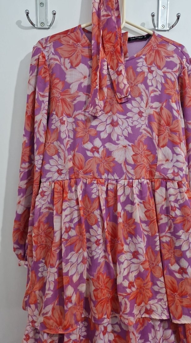 Uzun Bohem Çiçek Desenli Elbise - Görsel 2