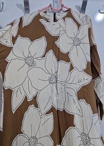 Bej Çiçek Desenli Uzun Bohem Elbise - Görsel 5