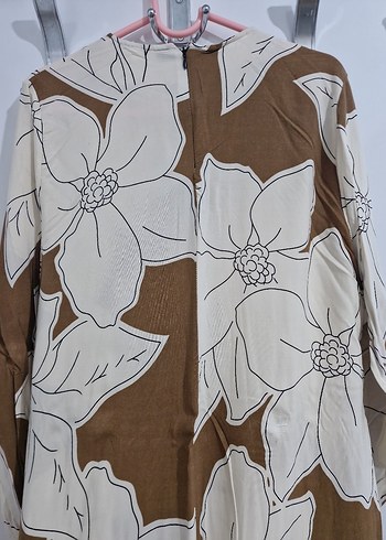 Bej Çiçek Desenli Uzun Bohem Elbise - Görsel 6