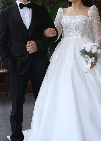 Uzun Kollu Prenses Gelinlik - Görsel 7