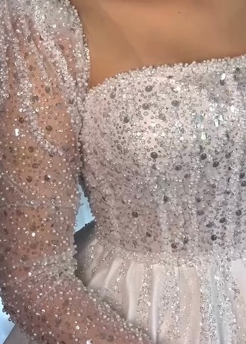 Uzun Kollu Prenses Gelinlik - Görsel 3