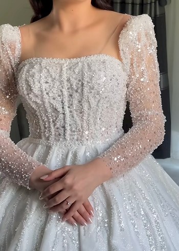 Uzun Kollu Prenses Gelinlik - Görsel 2