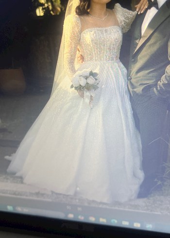 Uzun Kollu Prenses Gelinlik - Görsel 10