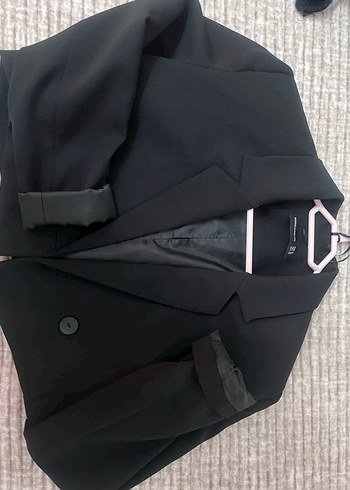 Düğmeli Siyah Kadın Blazer Ceket - Görsel 4