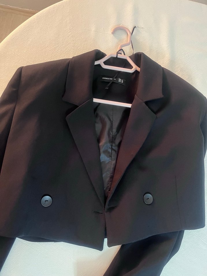 Düğmeli Siyah Kadın Blazer Ceket - Görsel 2