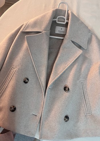 Bej Midi Kadın Yün Palto, Düğmeli, Normal Kesim - Görsel 2