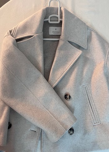 Bej Midi Kadın Yün Palto, Düğmeli, Normal Kesim - Görsel 3